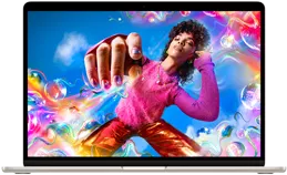 Экран MacBook Air с цветным изображением, демонстрирующий цветовую гамму и разрешение дисплея Liquid Retina