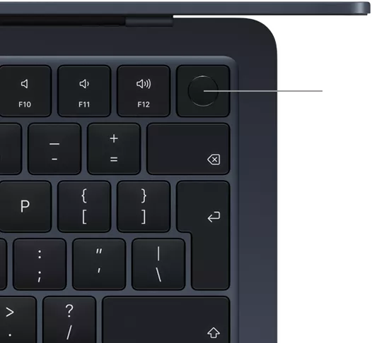 Вид сверху на клавиатуру MacBook Air с Touch ID