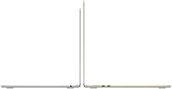 13 düymlük və 15 düymlük MacBook Air modelləri arxa-arxaya dayanmış şəkildə açılır