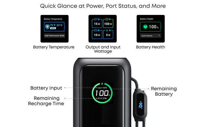 Pametni ekran power bank-a