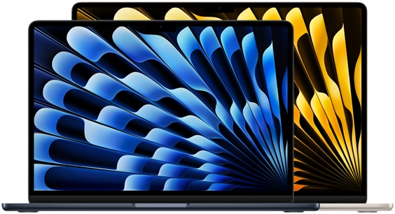 Вид спереди на 13-дюймовую и 15-дюймовую модели MacBook Air