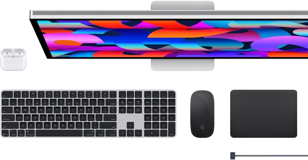 Mac accessories: AirPods, Studio Display, Magic Keyboard, Magic Mouse, Magic Trackpad, MagSafe charging cable