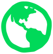 Green icon of Earth, representing carbon neutrality