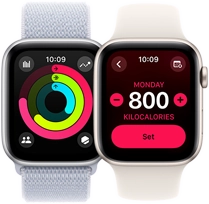 Activity ring tracking and calorie goals on two Apple Watch SE devices