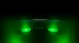 Back of Apple Watch Ultra 4, titanium case, black color, multiple round sensors with glowing green LED lights