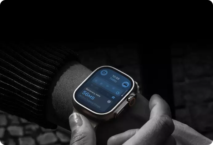 Person wearing Apple Watch Ultra 4 on wrist, Daytime Vitals slightly off