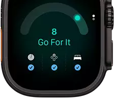 Apple Watch Ultra 4, titanium case, black color, readiness score of 8, right side exterior, Digital Crown, raised side button