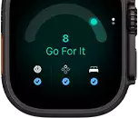 Apple Watch Ultra 4, titanium case, black color, readiness score of 8, right side exterior, Digital Crown, raised side button