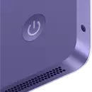 Backside view of iMac audio jack, speaker grill, and power button