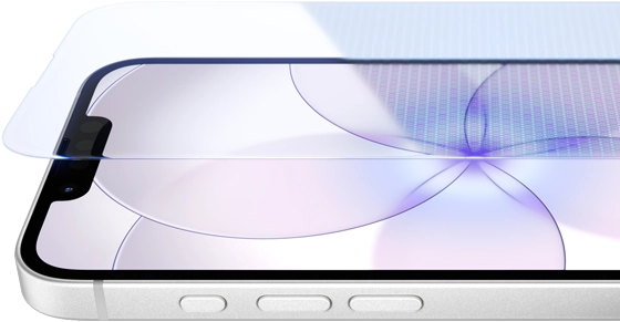 iPhone 17e, front exterior with Ceramic Shield 2, side exterior, white color, buttons: Action, volume