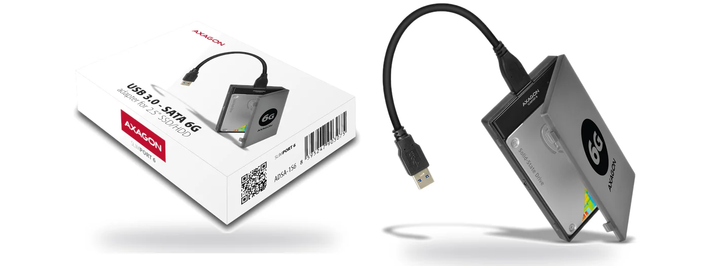 AXAGON ADSA-1S6 адаптер USB 3.0 към SATA 6G с калъф