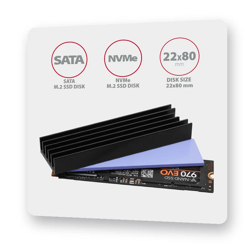 охладител за SATA и NVMe M.2 SSD
