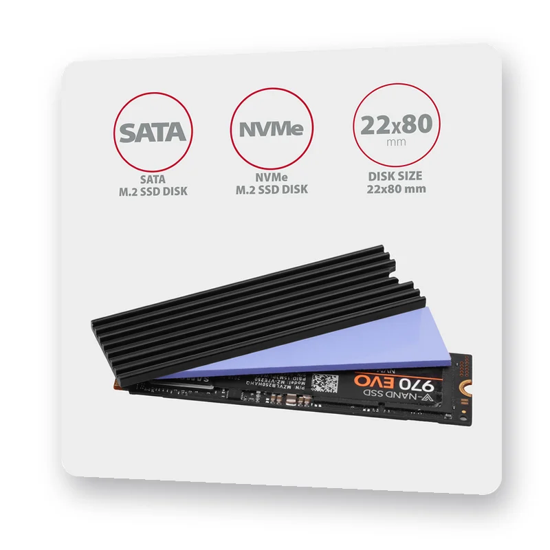 охладител за SATA и NVMe M.2 SSD