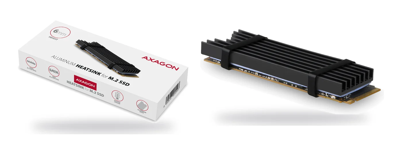 AXAGON CLR-M2L6 алуминиев охладител за M.2 SSD с височина 6 мм