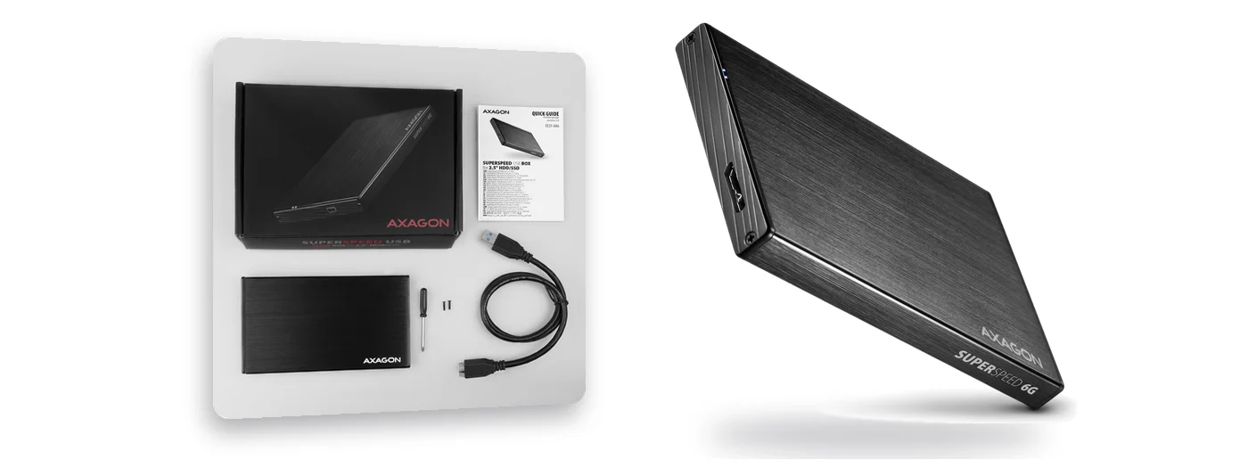 AXAGON EE25-XA6 алуминиева кутия USB 3.2 Gen 1 за 2.5 инчови дискове