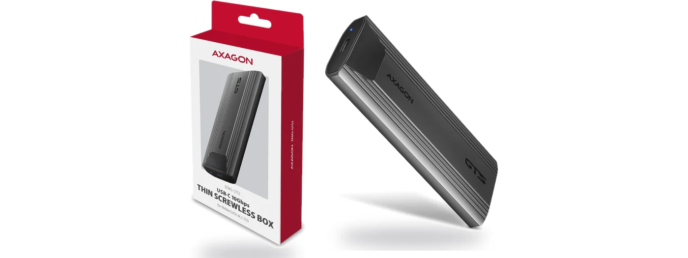 AXAGON EEM2-GTS2 USB-C 10Gbps кутия за M.2 NVMe и SATA SSD