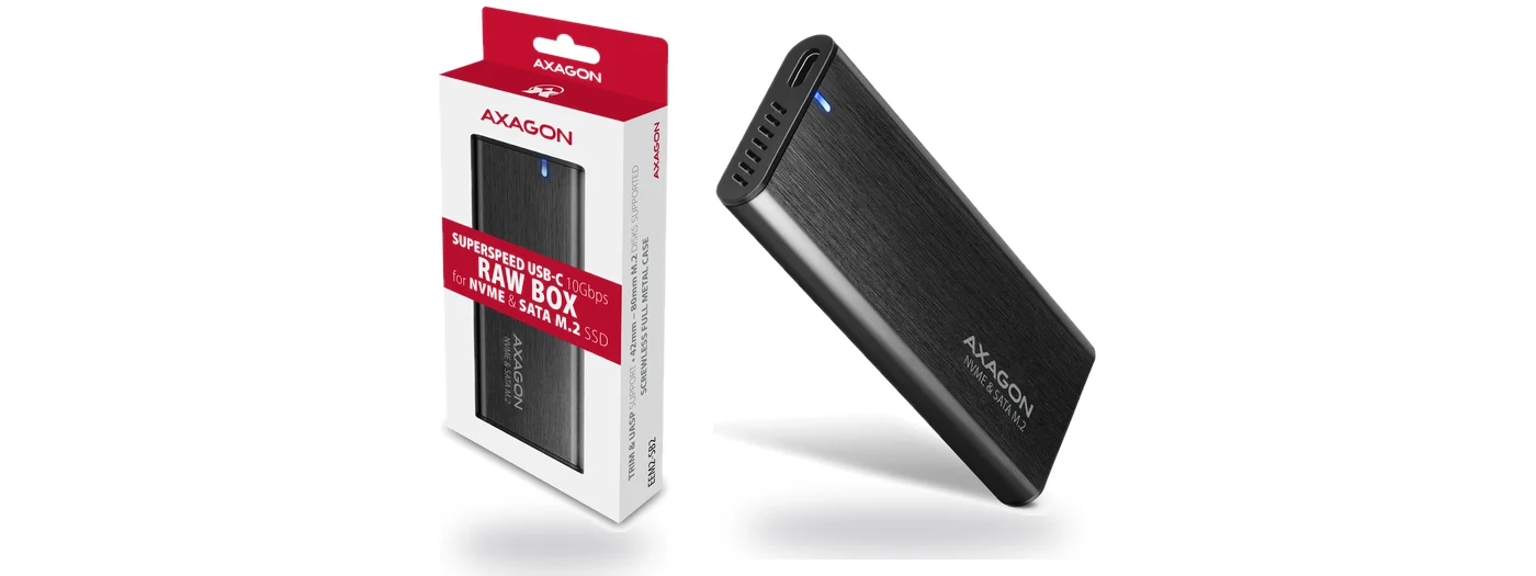 AXAGON EEM2-SB2 USB-C 10Gbps кутия за M.2 NVMe и SATA SSD