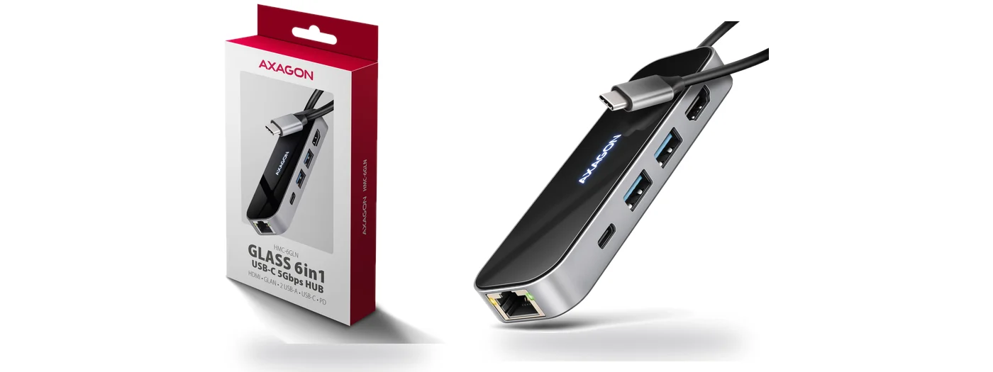 AXAGON HMC-6GLN USB-C 5Gbps хъб с HDMI и LAN