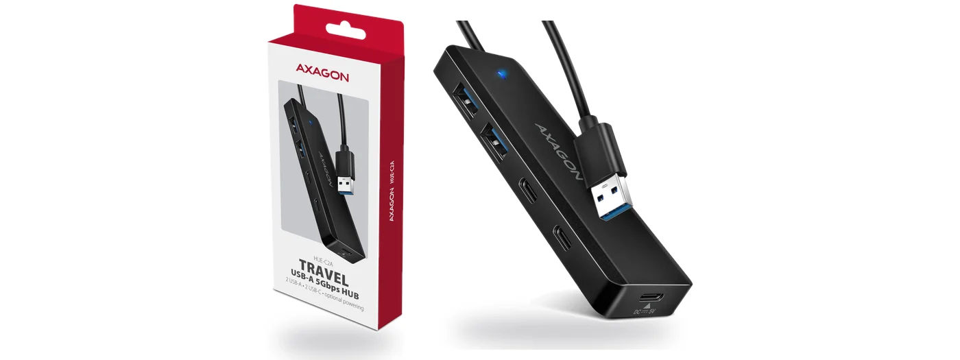 AXAGON HUE-C2A преносим USB-A 5Gbps хъб