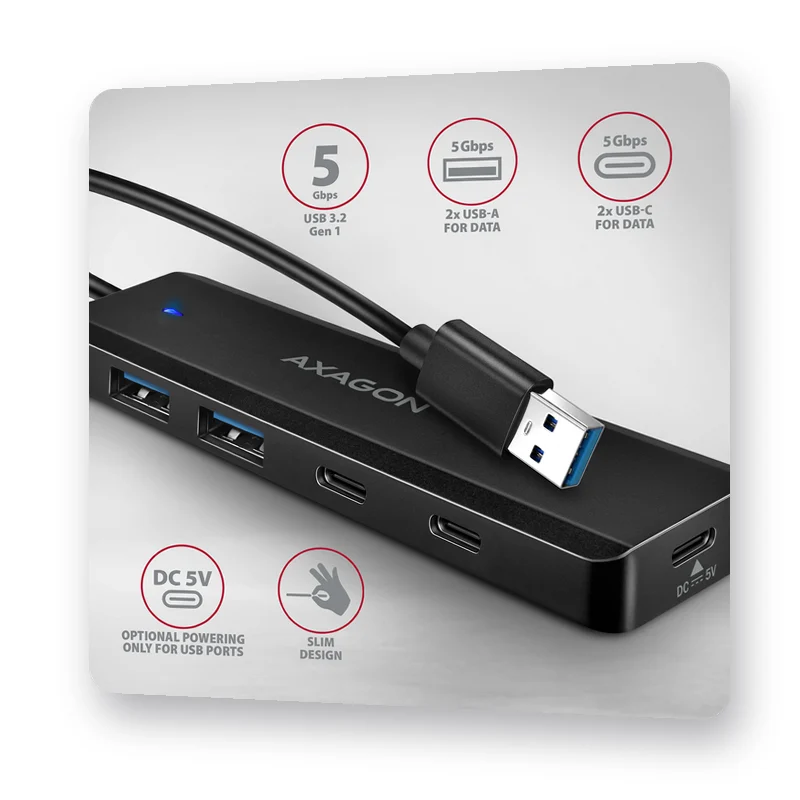 хъб с портове USB-A и USB-C