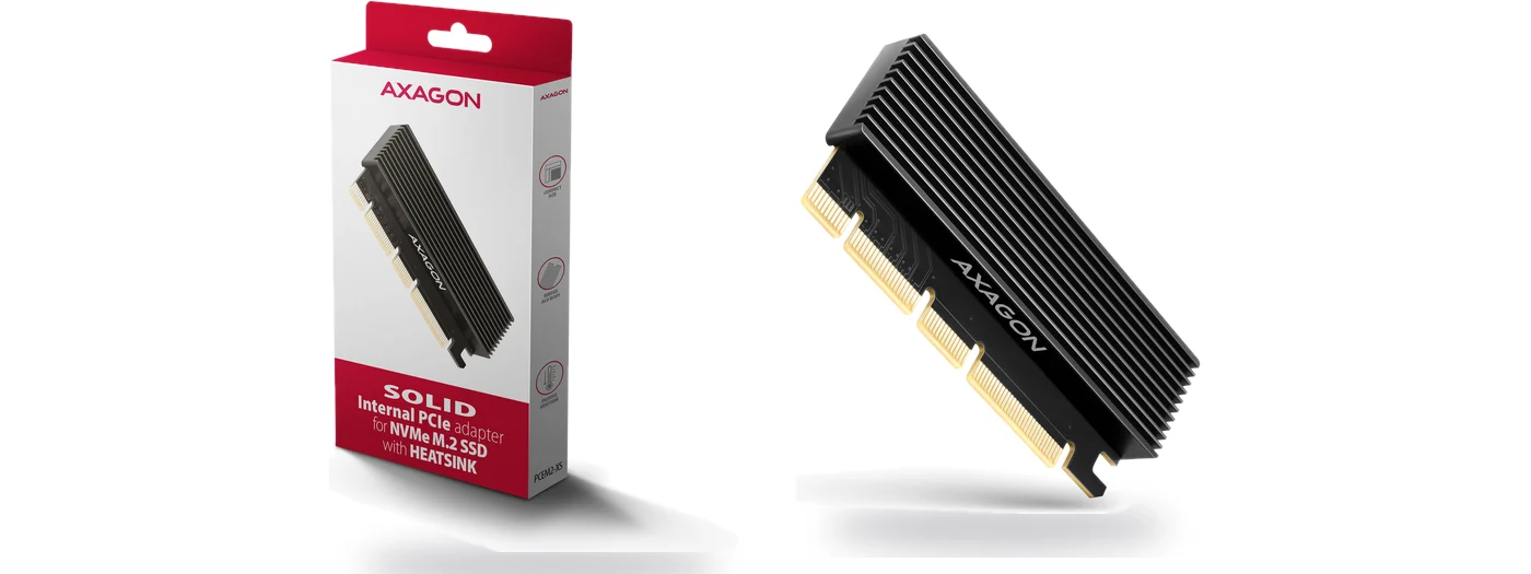 AXAGON PCEM2-XS PCIe адаптер за M.2 NVMe SSD с охладител