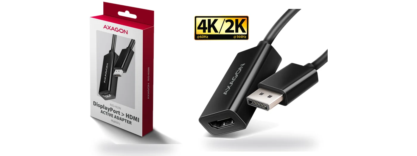 AXAGON RVD-HI20N активен адаптер DisplayPort към HDMI 4K/60Hz