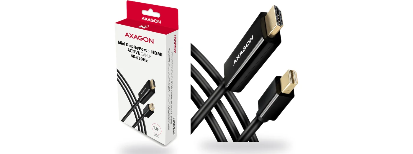 AXAGON RVDM-HI14C2 активен кабел Mini DisplayPort към HDMI 1.8 м