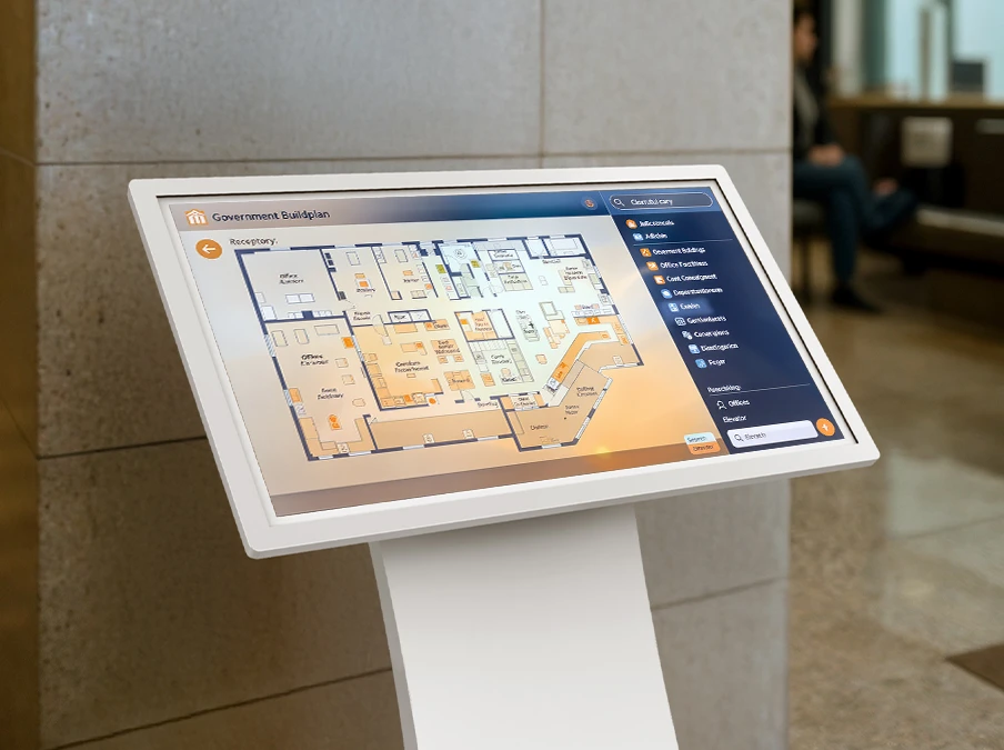 Built-in PC totem with fast processing for improved customer experience and wayfinding