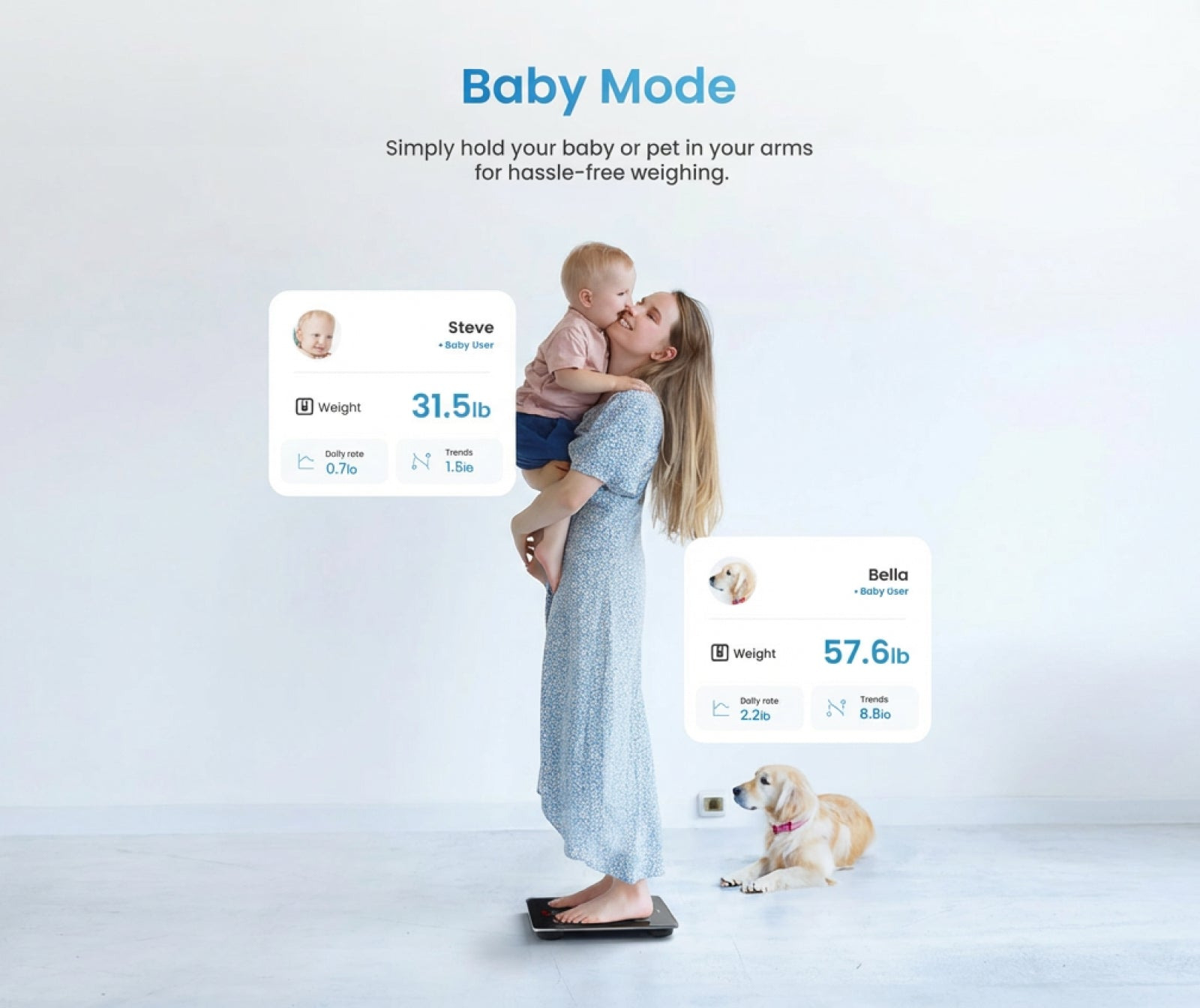 Baby Mode – измерване на бебе или домашен любимец на ръце