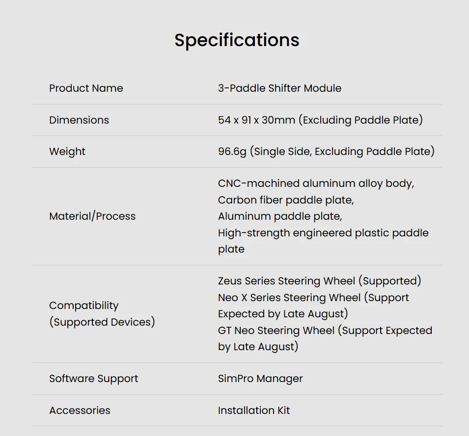 specifications