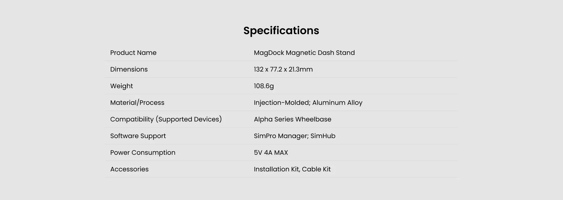 Simagic MagDock Specs