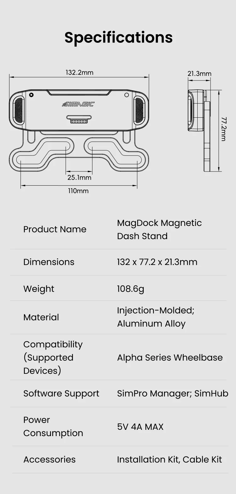 Simagic MagDock Specs