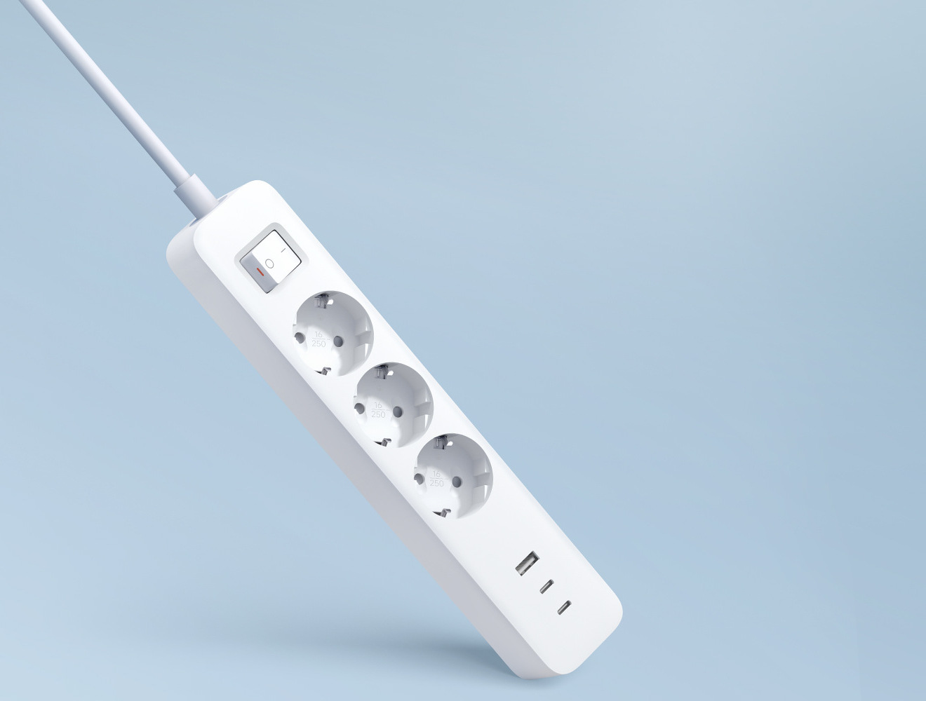 Разклонител Xiaomi 20W Power Strip (2C1A) с три контакта и три USB порта
