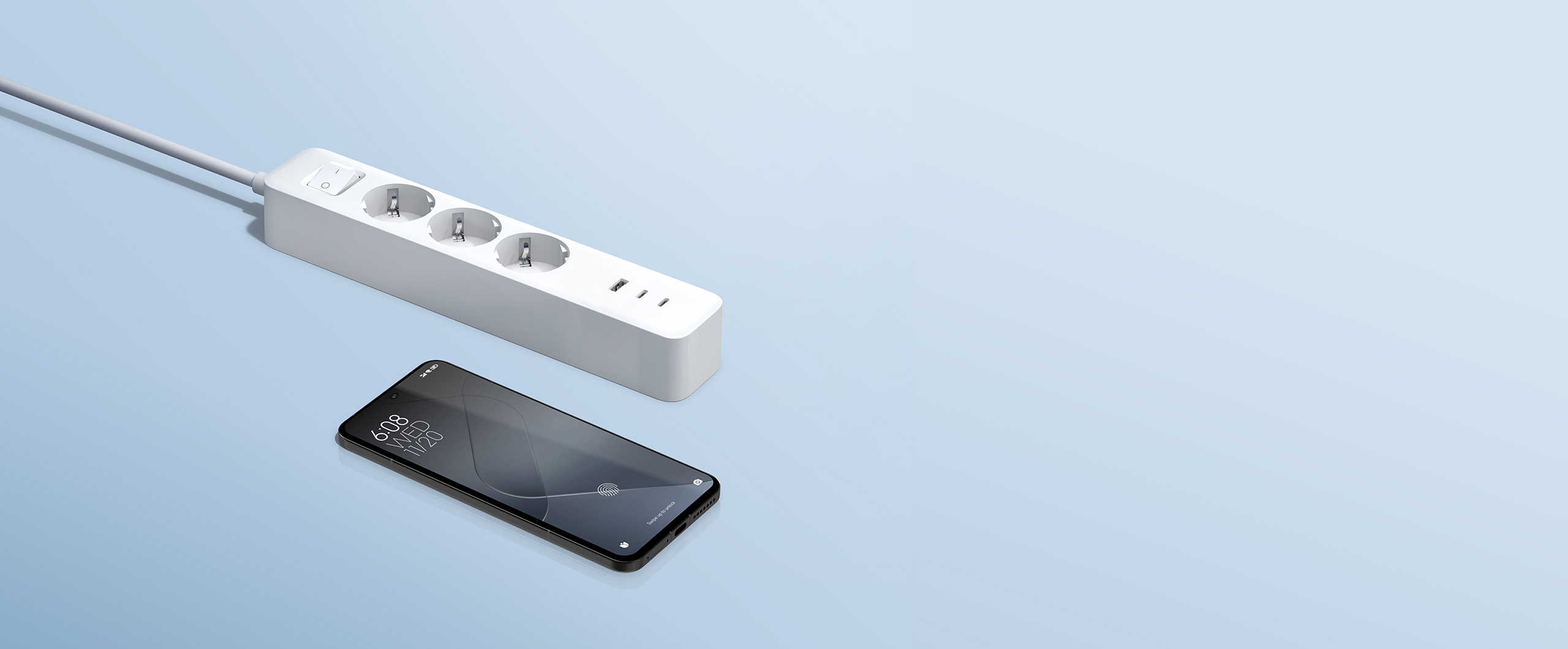 Разклонител Xiaomi 20W Power Strip зарежда смартфон с 20W през USB-C