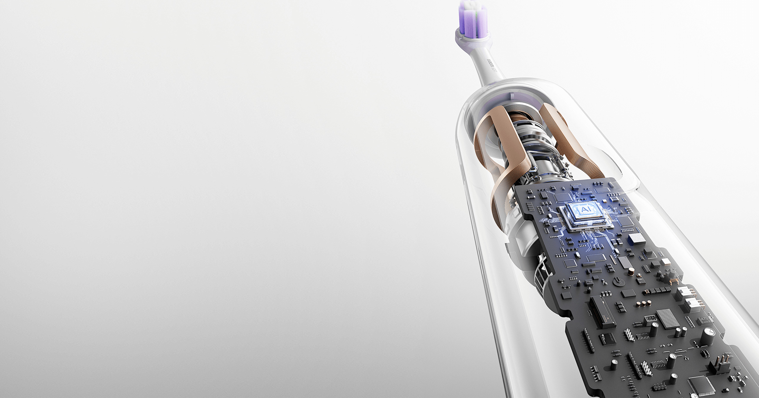 Вътрешната структура на Xiaomi Oscillation Electric Toothbrush Pro с осцилиращ ултразвуков мотор
