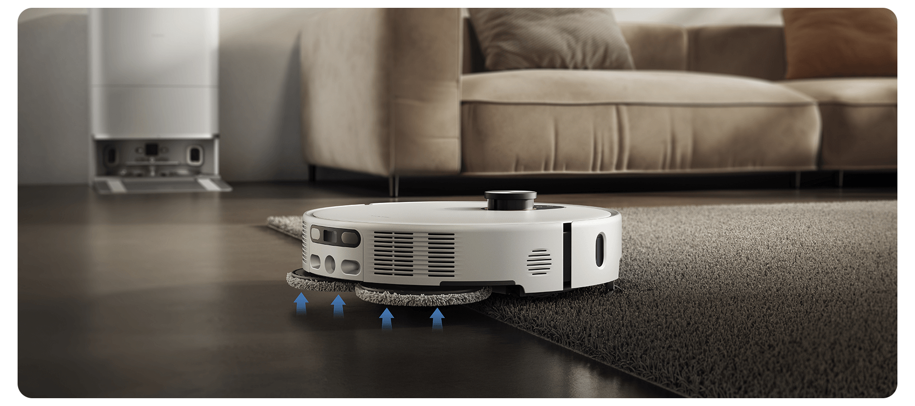 Ултразвуково откриване на килим и повдигане на мопа при Xiaomi Robot Vacuum 5
