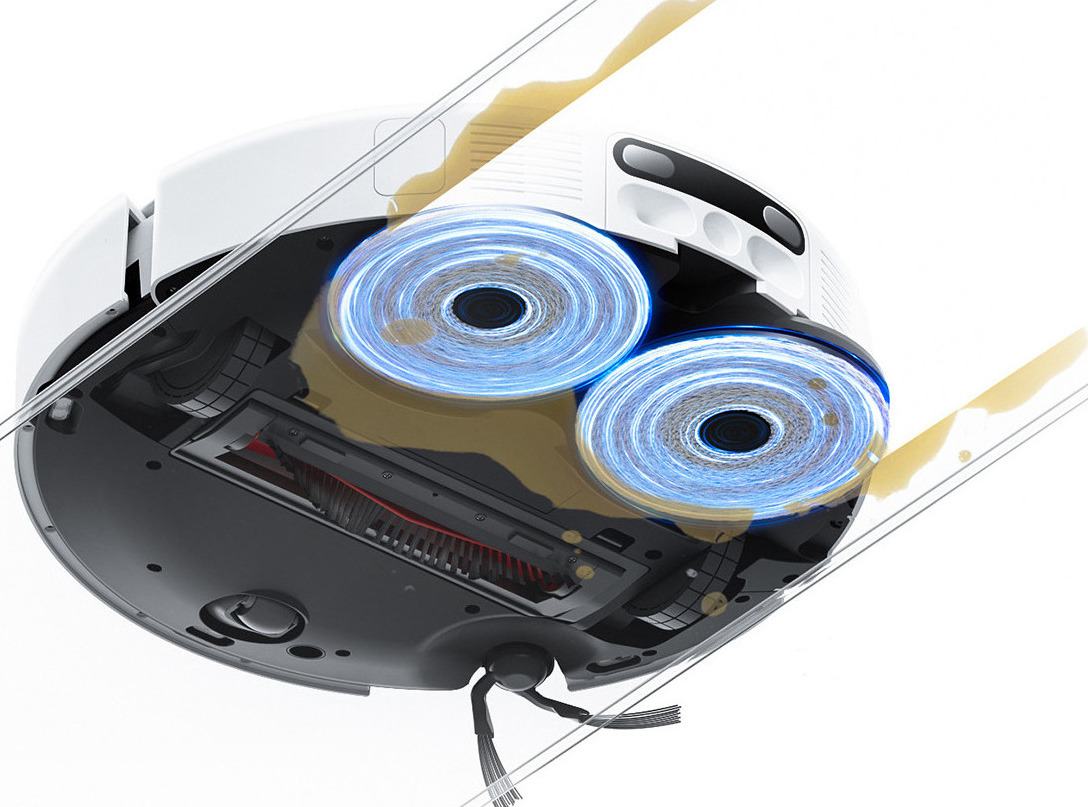 Долната част на Xiaomi Robot Vacuum H50 Pro с двете ротационни моп подложки
