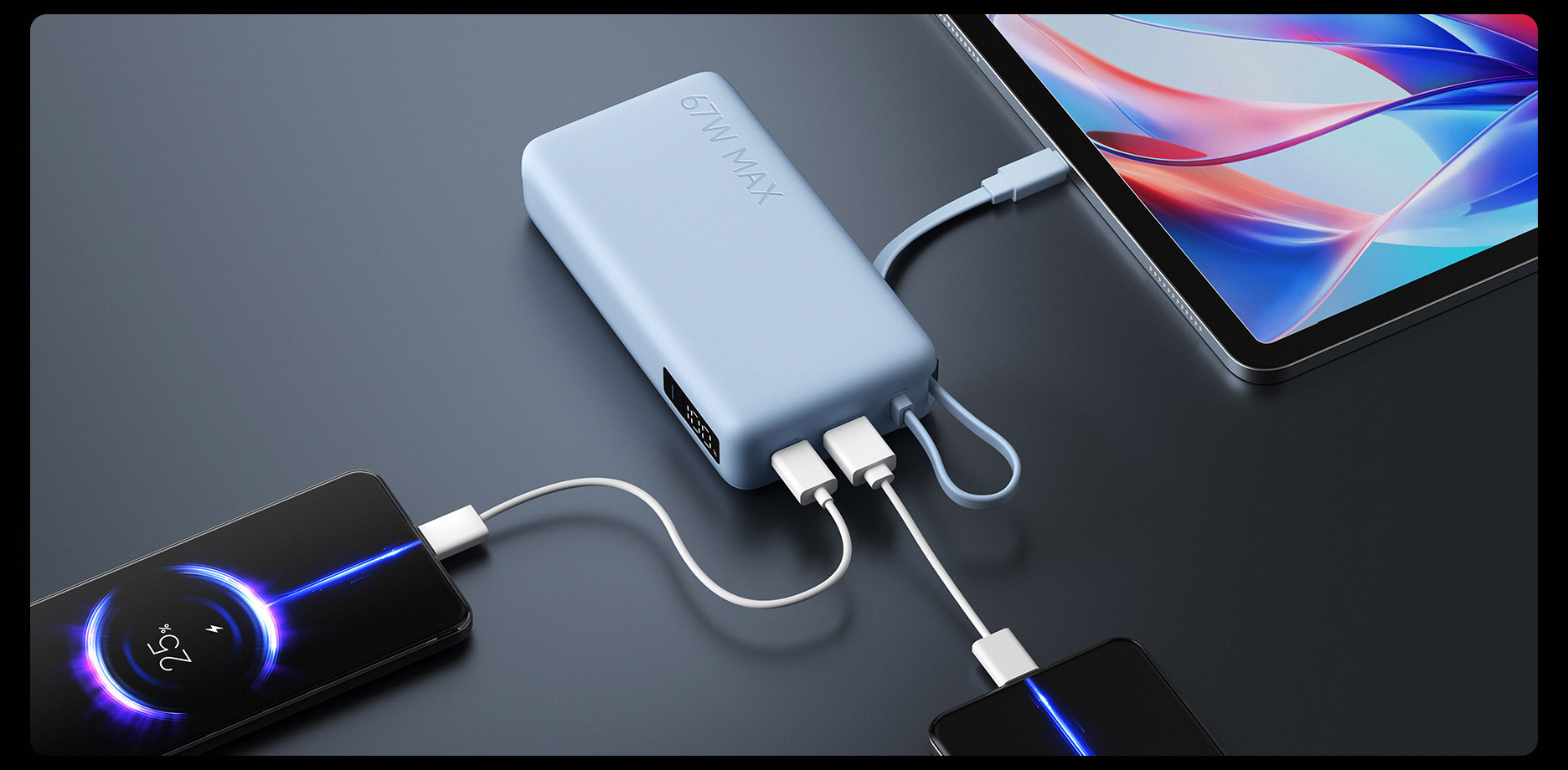 Xiaomi 67W Power Bank 20000 зарежда телефон, таблет и второ устройство едновременно
