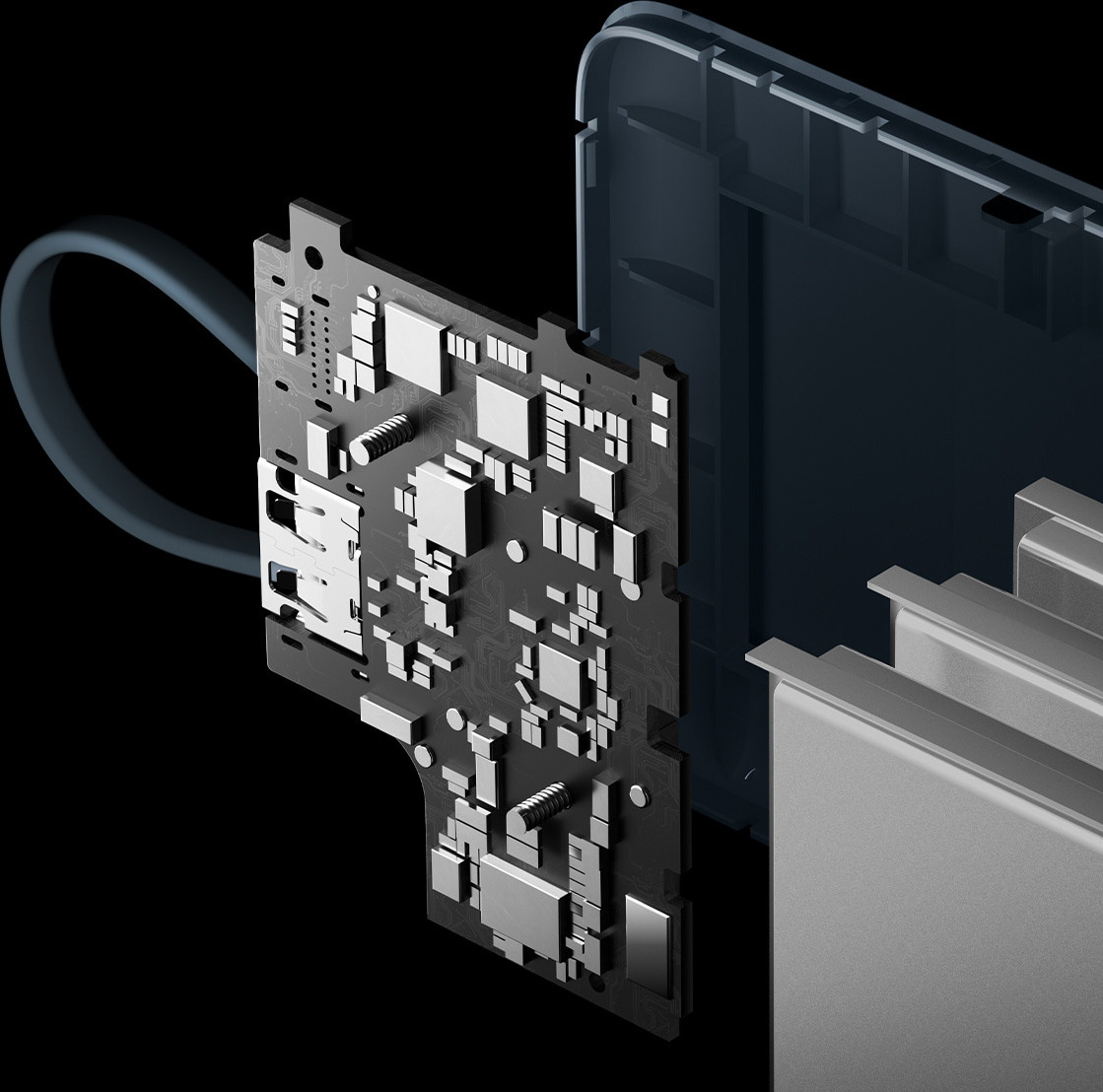 Вътрешната платка и клетките на Xiaomi 67W Power Bank 20000 (Integrated Cable)