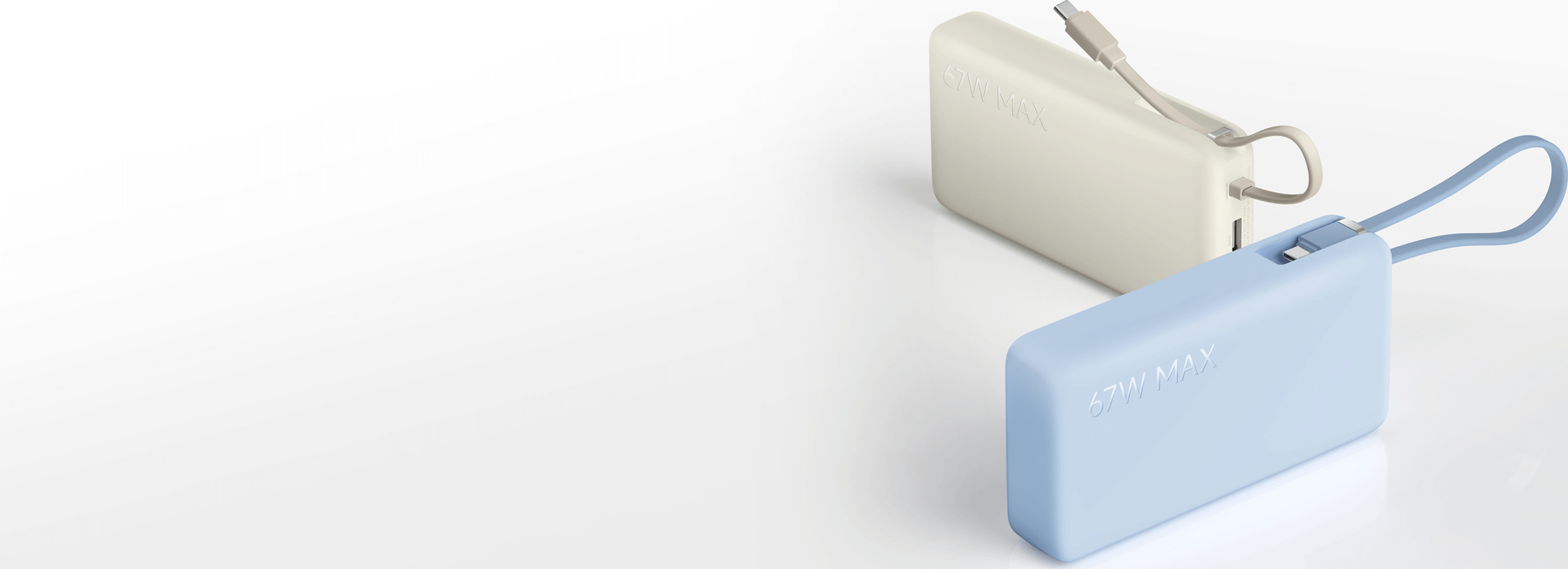Външна батерия Xiaomi 67W Power Bank 20000 (Integrated Cable) в цветовете Tan и Ice Blue