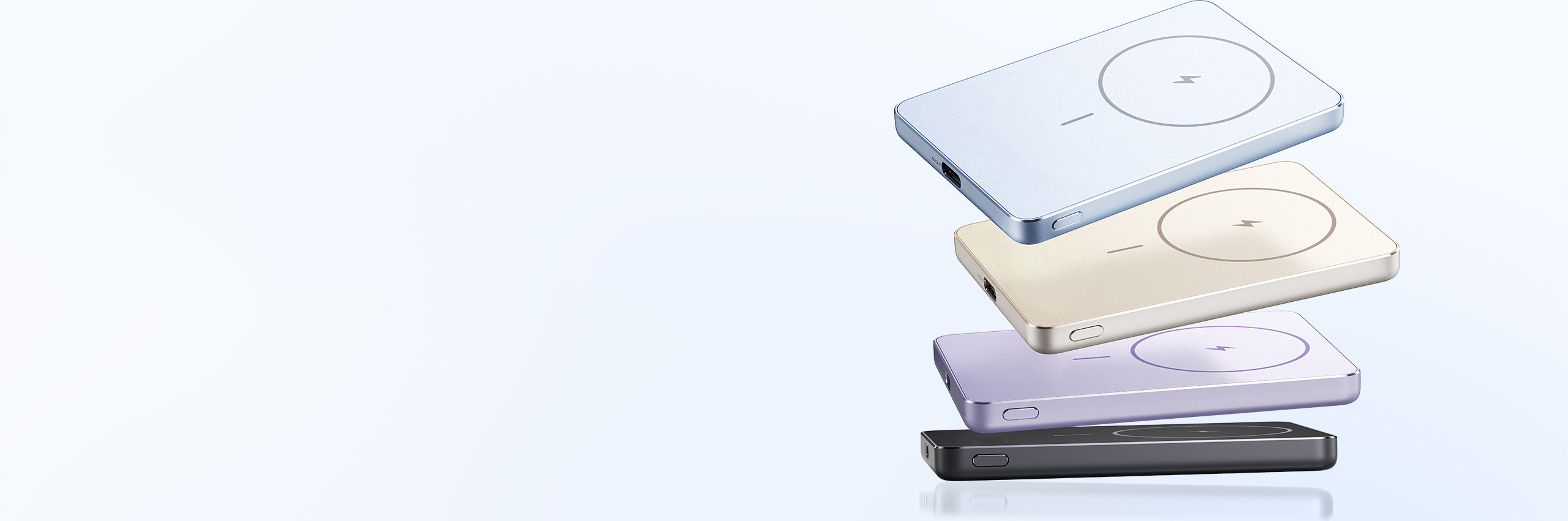 Външна батерия Xiaomi Super Slim Magnetic Power Bank 5000 в четирите цвята Gold, Black, Purple и Blue