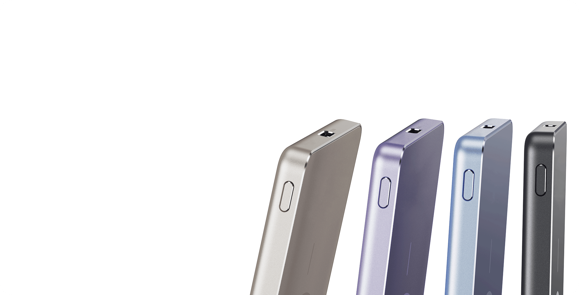 Външна батерия Xiaomi Super Slim Magnetic Power Bank 5000 в четирите цвята Gold, Purple, Blue и Black