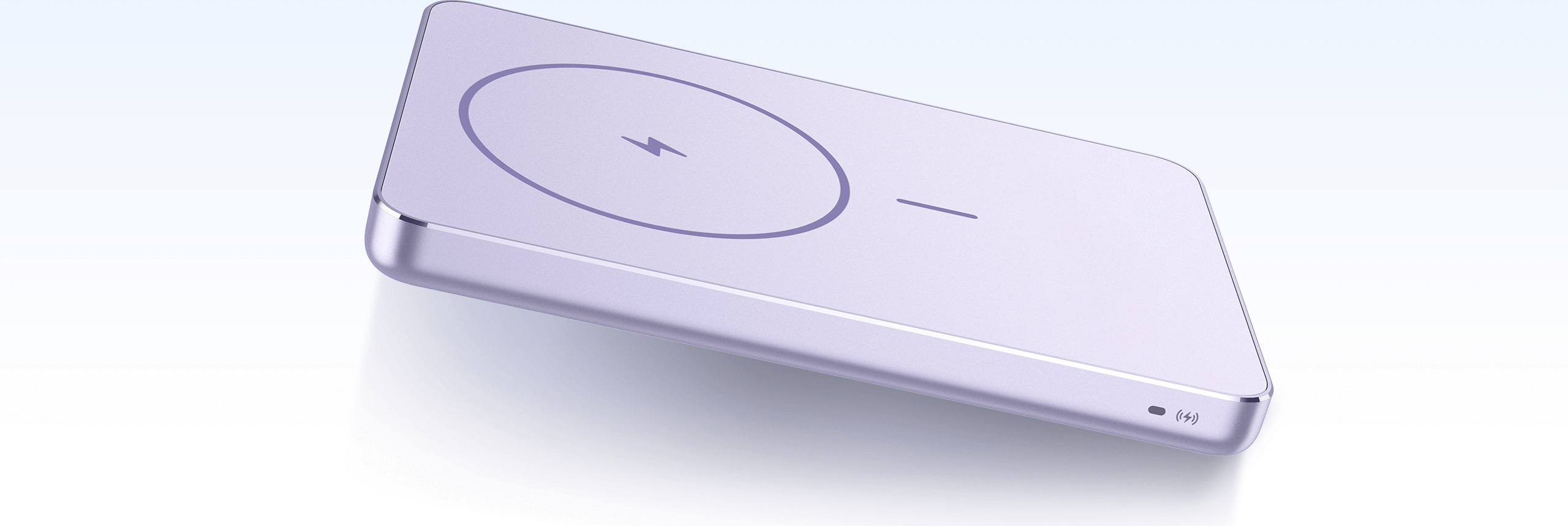 Обработка на повърхността и алуминиевият корпус на Xiaomi Super Slim Magnetic Power Bank 5000 в лилав цвят