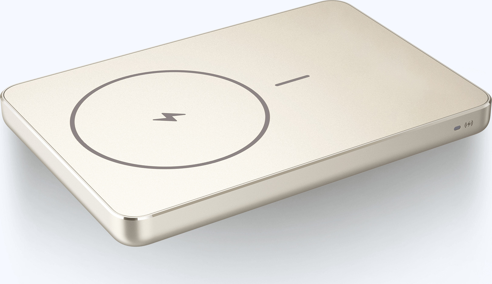 Режими на зареждане на външната батерия Xiaomi Super Slim Magnetic Power Bank 5000 в златист цвят