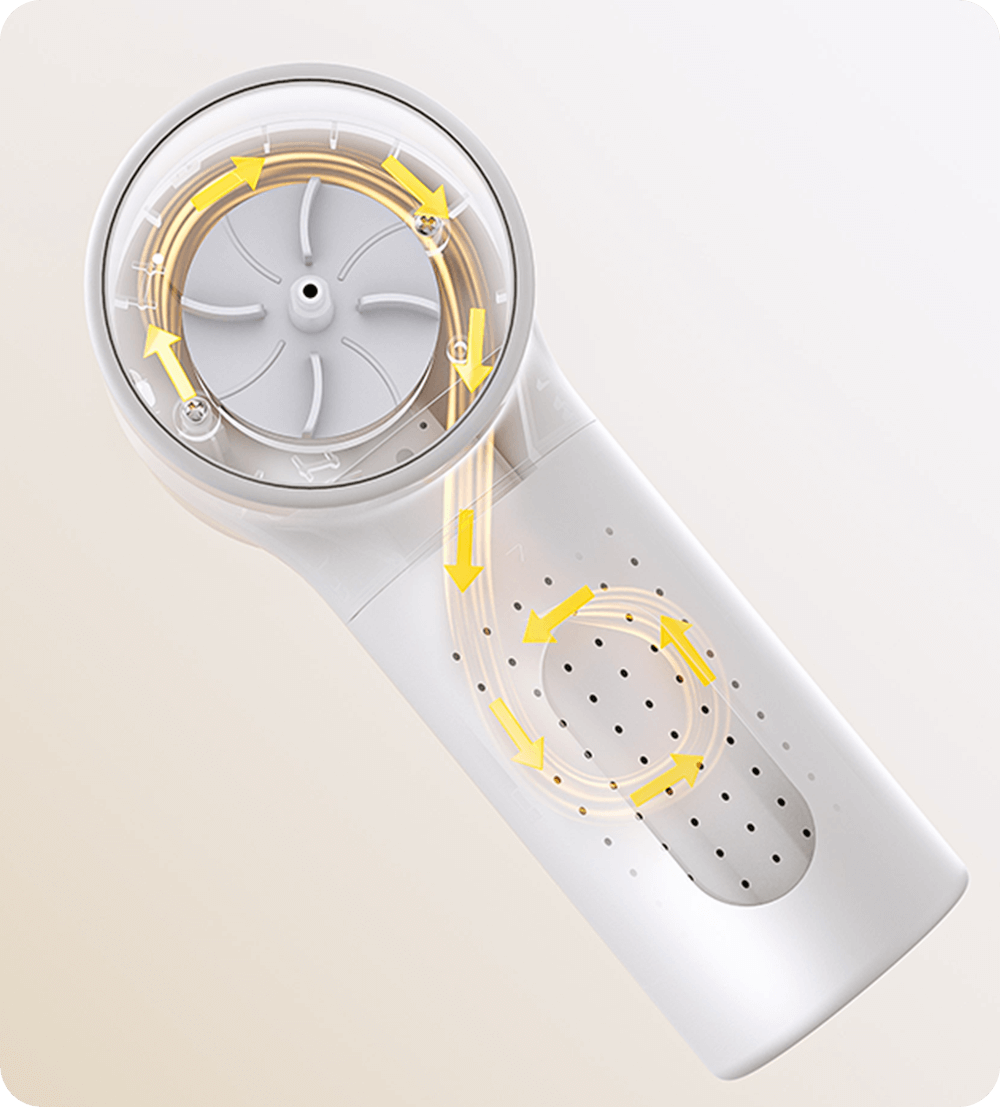 Схема на циклонния въздуховод с форма на осмица в Xiaomi Mijia Lint Remover 2