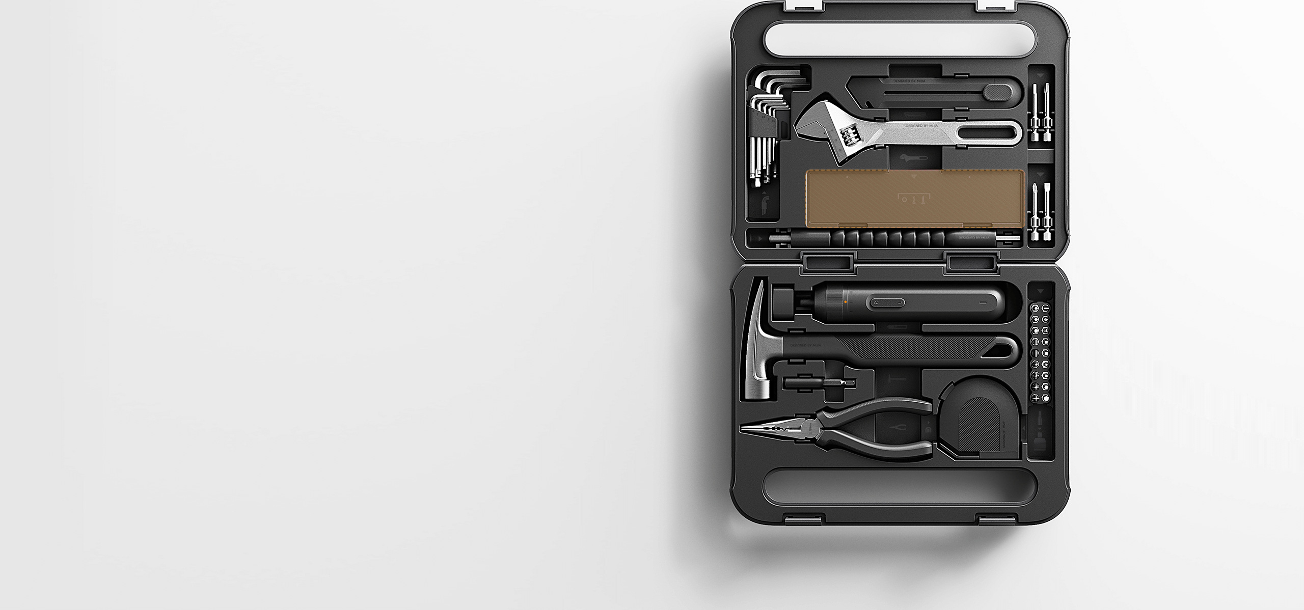 Отворен куфар Xiaomi Mijia Tool Kit с фиксирани гнезда за инструментите
