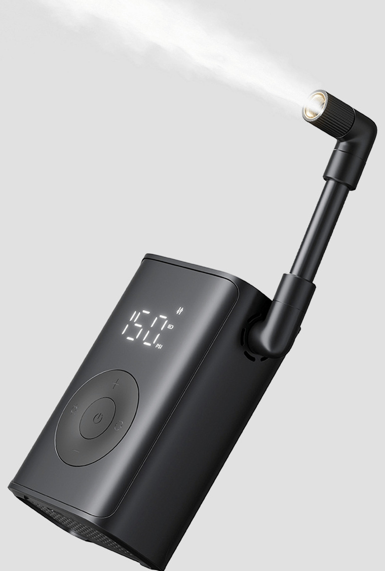 Mijia Compact Portable Electric Air Compressor изпуска струя въздух под високо налягане
