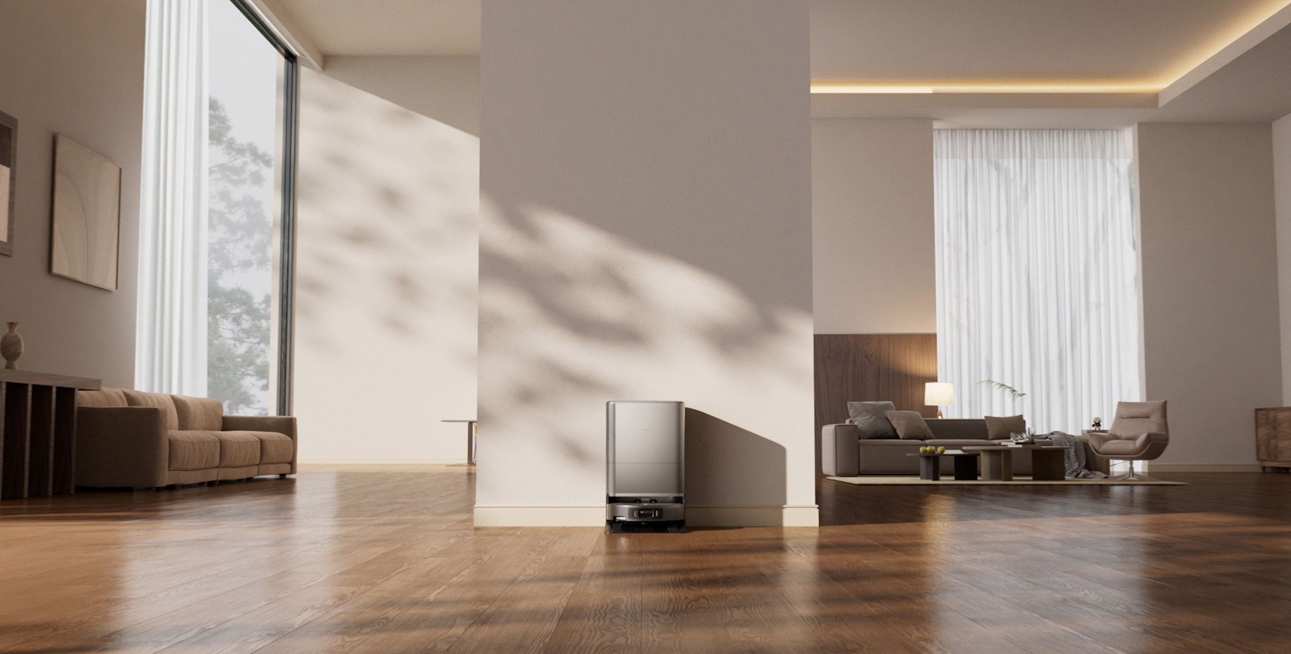 Xiaomi Robot Vacuum 6 Max с омни станция в просторен дневен интериор