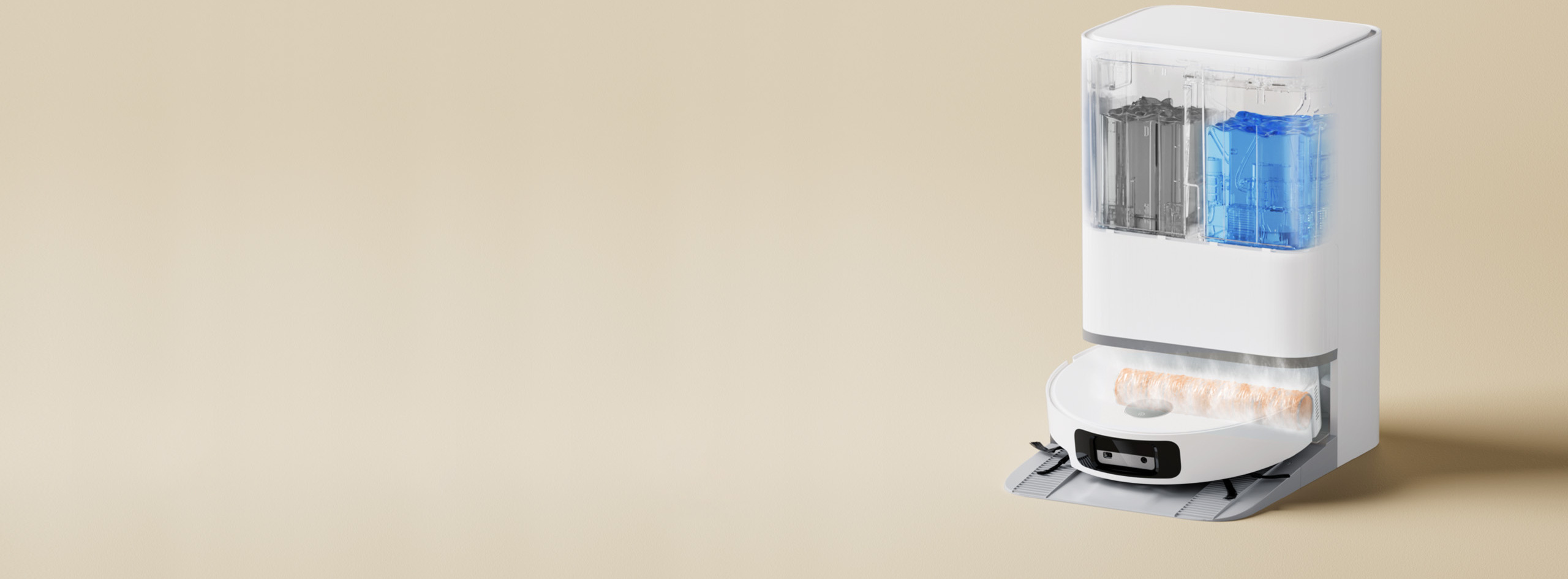 Станцията за самопочистване на Xiaomi Robot Vacuum 6 с резервоари за чиста и мръсна вода