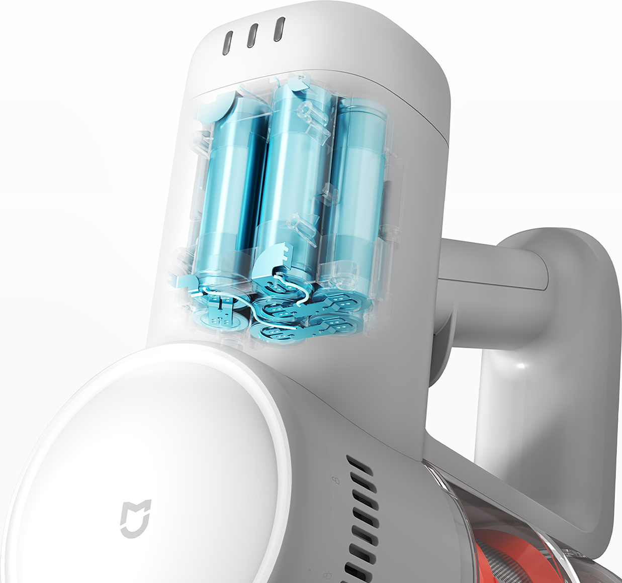 Разрез на корпуса на Mijia Vacuum Cleaner 4 C със седемте батерийни клетки